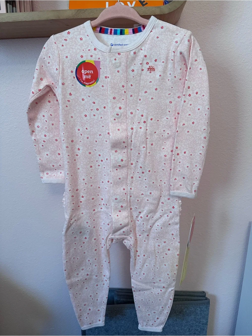Magnetic Me Certified Organic Baby Pink Floral One-Piece